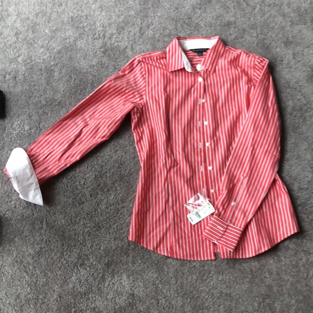 NWT Brooks Brothers Button up Blouse size 2 Coral